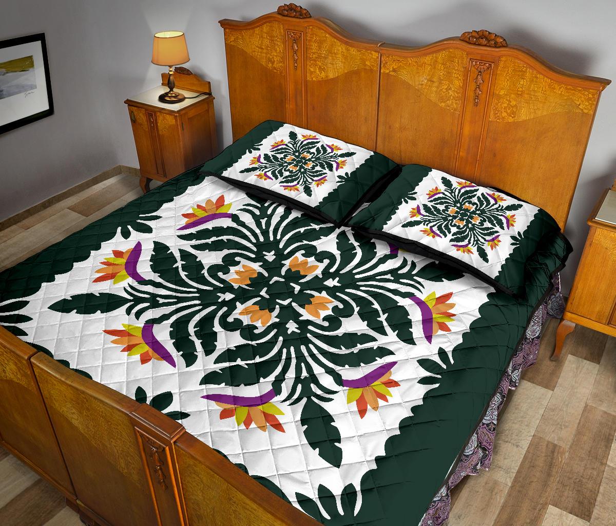 Hawaiian Quilt Paradise Flowers Quilt Bed Set - AH - Polynesian Pride