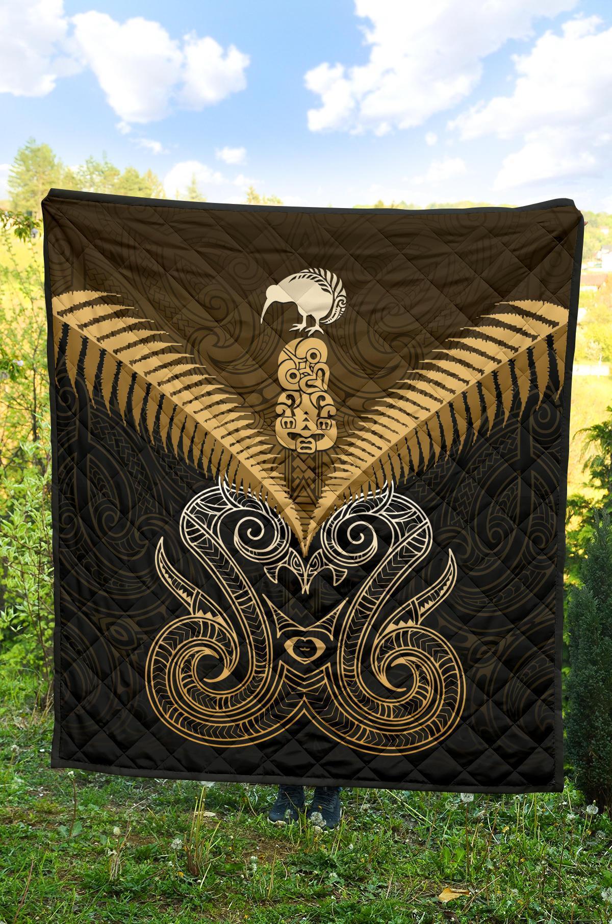 Maori Manaia New Zealand Premium Quilt Gold - Polynesian Pride