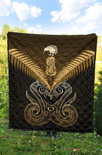 Maori Manaia New Zealand Premium Quilt Gold - Polynesian Pride
