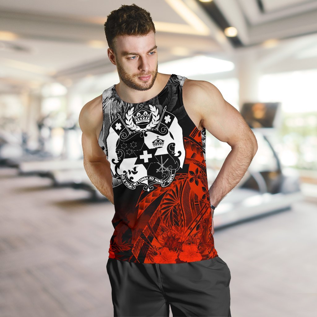 Tonga Polynesian Personalised Men Tank - Vintage Polynesian Style Men Black - Polynesian Pride