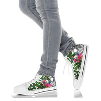 Marshall Islands High Top Shoes White - Turtle Plumeria Banana Leaf - Polynesian Pride