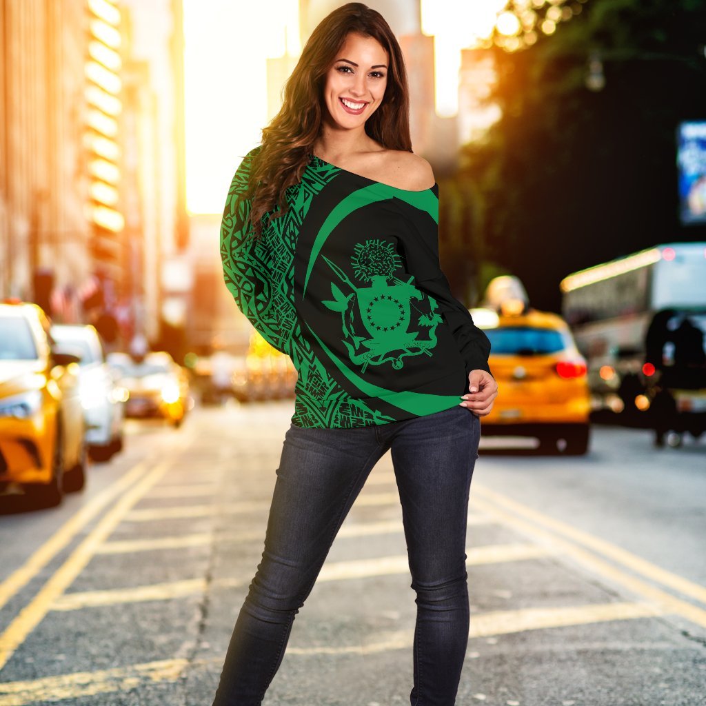 Cook Islands Women's Off Shoulder Sweater - Circle Style 05 - Polynesian Pride