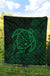 Hawaii Turtle Kanaka Map Hibiscus Poly Premium Quilt - Green - Polynesian Pride