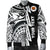 (Custom Personalised) Polynesian Guinea Men's Bomber Jacket - Moana Maui Tattoo With Coat Of Arm Guinea White Black - Polynesian Pride