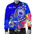 Samoa Custom Personalised Men's Bomber Jacket - Turtle Plumeria (Blue) - Polynesian Pride