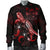 FiJi Polynesian Men's Bomber Jacket - Turtle With Blooming Hibiscus Red - Polynesian Pride