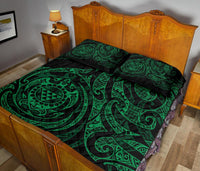 Hawaii Polynesian Quilt Bed Set - HawaiiGreen Kanaka Maoli Turtle Tribal - Polynesian Pride