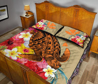 Hawaii Tropical Turtle Hibiscus And Plumeria Quilt Bed Set - Polynesian Pride