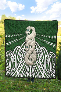 Maori Moko Tattoo Premium Quilt, Manaia Pounamu - Polynesian Pride