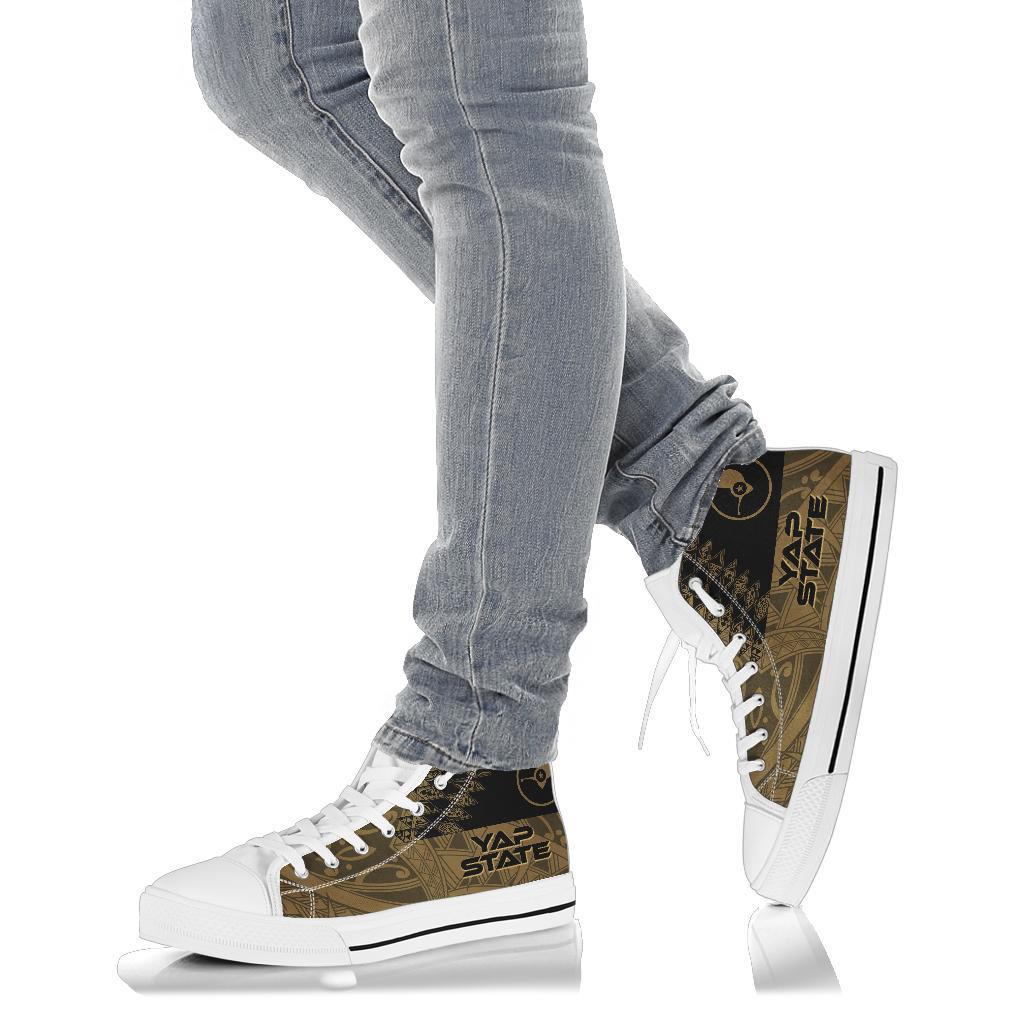 Yap State High Top Shoes - Gold Color Symmetry Style - Polynesian Pride