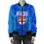 Blue Women Bomber Jacket Fiji Rugby Polynesian Waves Style - Polynesian Pride