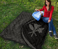 Hawaii Kanaka Polynesian Black And Grey Premium Quilt - Circle Style - Polynesian Pride