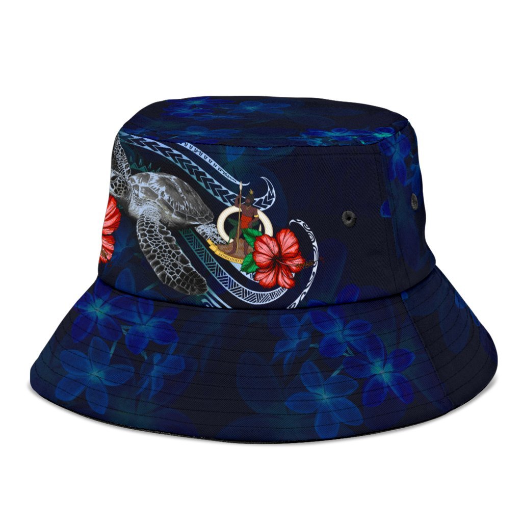 Vanuatu Polynesian Bucket Hat - Blue Turtle Hibiscus - Polynesian Pride