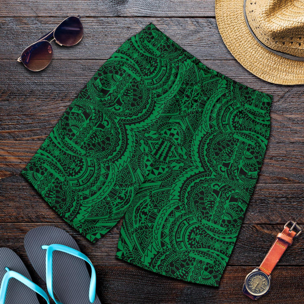 Polynesian Symmetry Green Men's Short - Polynesian Pride