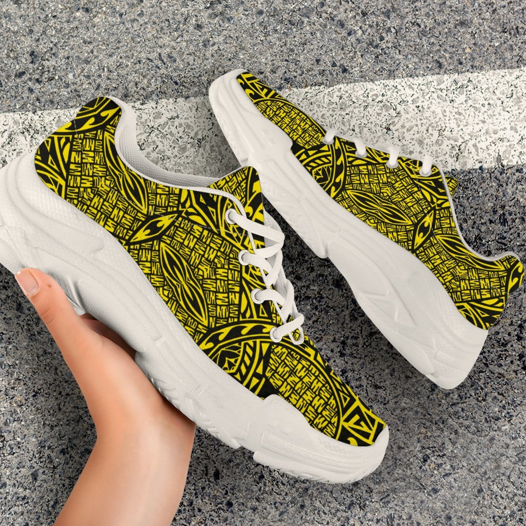 Polynesian Lauhala Mix Yellow Chunky Sneakers - Polynesian Pride