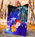 Polynesian Hawaii Custom Personalised Premium Blanket - Humpback Whale with Tropical Flowers (Blue) - Polynesian Pride