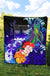 Fiji Custom Personalised Premium Quilt - Humpback Whale with Tropical Flowers (Blue) - Polynesian Pride