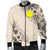 Palau Men's Bomber Jacket - The Beige Hibiscus Beige - Polynesian Pride