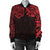 New Zealand Women's Bomber Jacket, Maori Polynesian Tattoo Red - Polynesian Pride