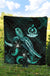 Vanuatu Polynesian Premium Quilt - Turtle With Blooming Hibiscus Turquoise - Polynesian Pride