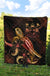 Fiji Polynesian Premium Quilt - Turtle With Blooming Hibiscus Gold - Polynesian Pride