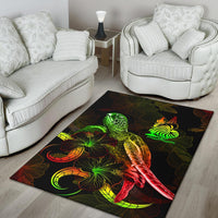 New Caledonia Polynesian Area Rugs - Turtle With Blooming Hibiscus Reggae - Polynesian Pride