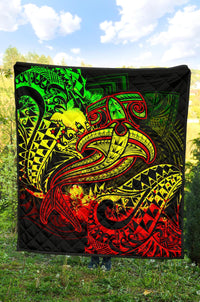 Papua New Guinea Premium Quilt - Reggae Shark Polynesian Tattoo - Polynesian Pride