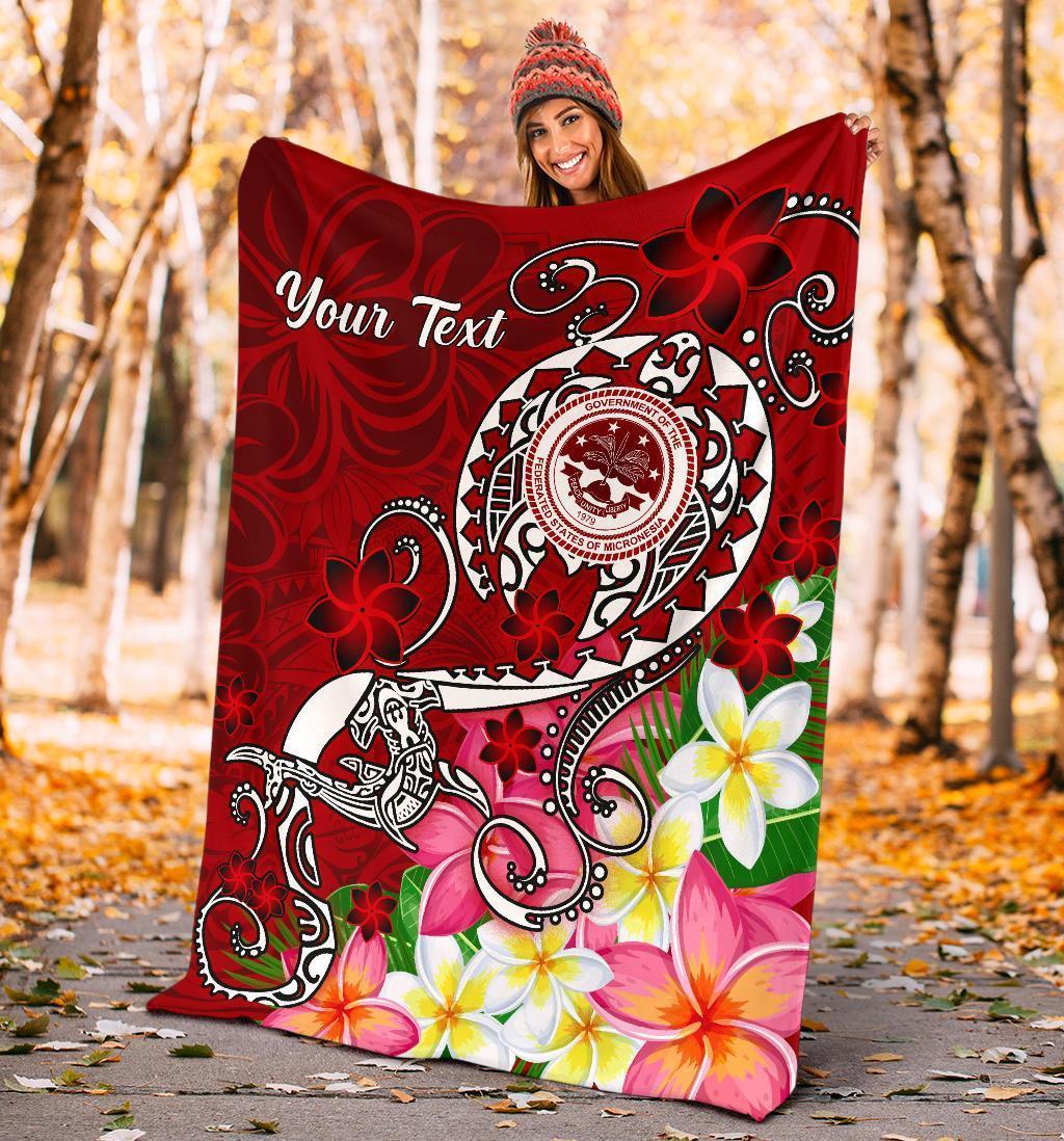 FSM Custom Personalised Premium Blanket - Turtle Plumeria (RED) - Polynesian Pride