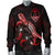 Guam Polynesian Men's Bomber Jacket - Turtle With Blooming Hibiscus Red - Polynesian Pride