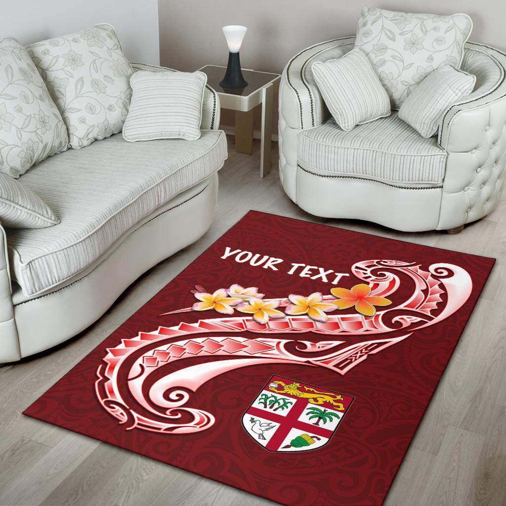 Fiji Custom Personalised Area Rug - Fiji Seal Polynesian Patterns Plumeria (Red) - Polynesian Pride