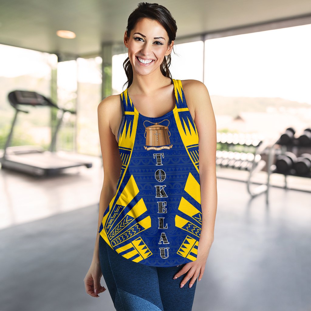 Tokelau Women Racerback Tank - Polynesian Tattoo Flag - Polynesian Pride