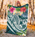 Tonga Polynesian Premium Blanket - Summer Plumeria (Turquoise) - Polynesian Pride