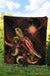 Marshall Islands Polynesian Premium Quilt - Turtle With Blooming Hibiscus Gold - Polynesian Pride