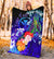 Polynesian Hawaii Custom Personalised Premium Blanket - Kanaka Maoli Humpback Whale with Tropical Flowers (Blue) - Polynesian Pride