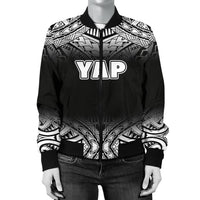 Yap Women's Bomber Jacket - Fog Black Style - Polynesian Pride