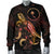 Chuuk Polynesian Men's Bomber Jacket - Turtle With Blooming Hibiscus Gold - Polynesian Pride