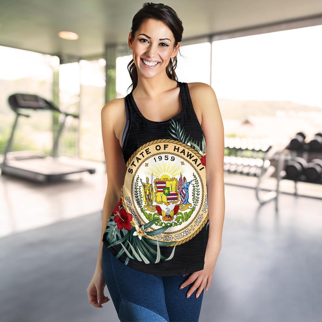 Hawaii Seal Hibiscus Women's Racerback Tank A25 - Polynesian Pride