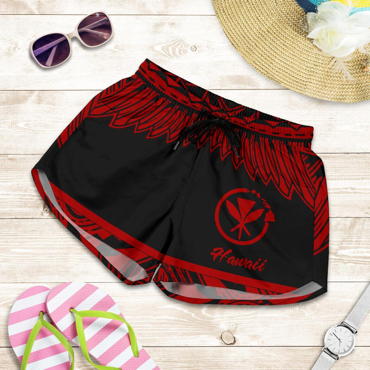 Hawaii Polynesian Women Short - Hawaii Pride Red Version - Polynesian Pride