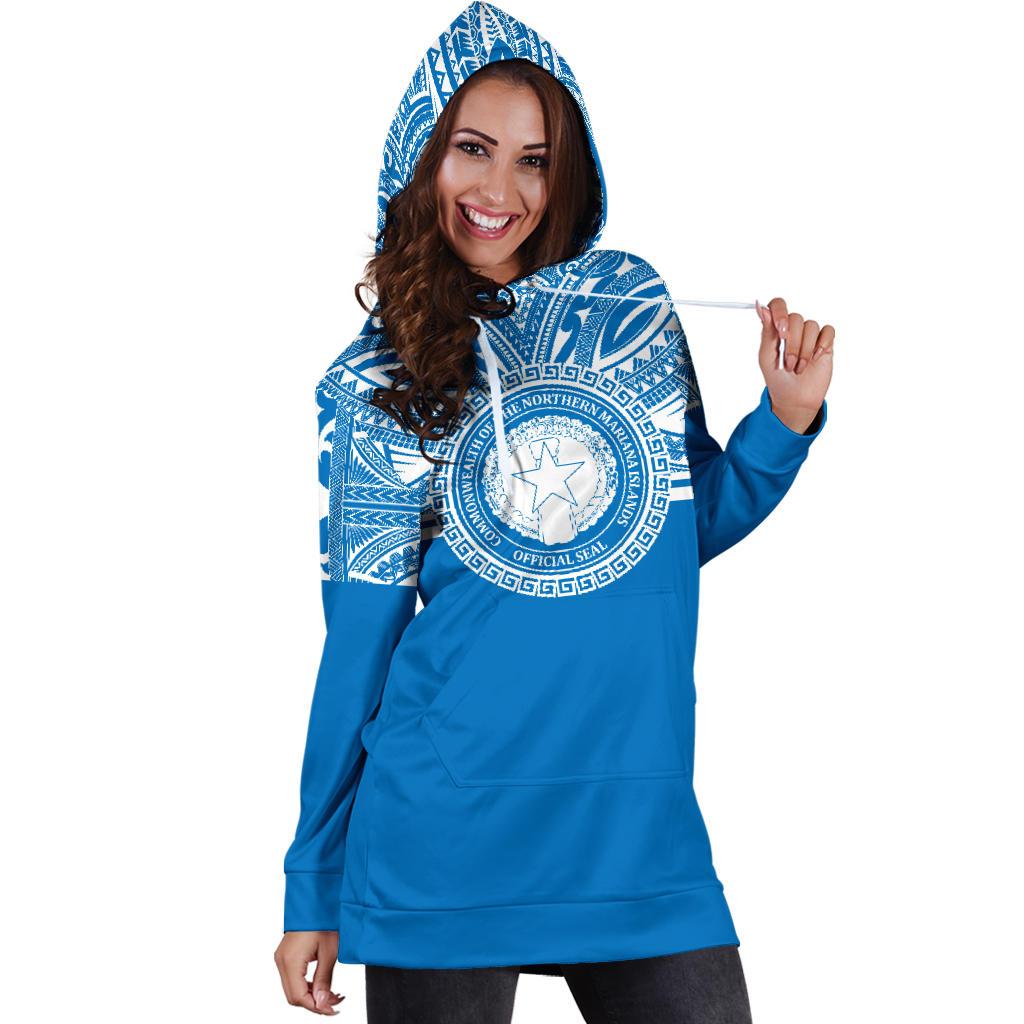 Northern Mariana Islands Women Hoodie Dress - Northern Mariana Islands Coat Of Arms Polynesian Flag Color - Polynesian Pride