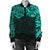 New Zealand Women's Bomber Jacket, Maori Polynesian Tattoo Turquoise - Polynesian Pride