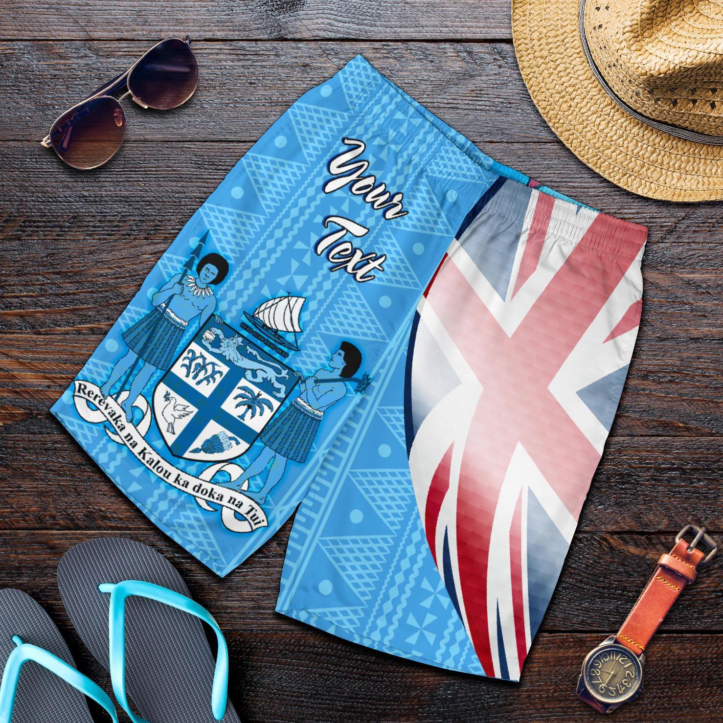 Fiji Custom Personalised Men's Shorts - Fiji Flag Blue - Polynesian Pride