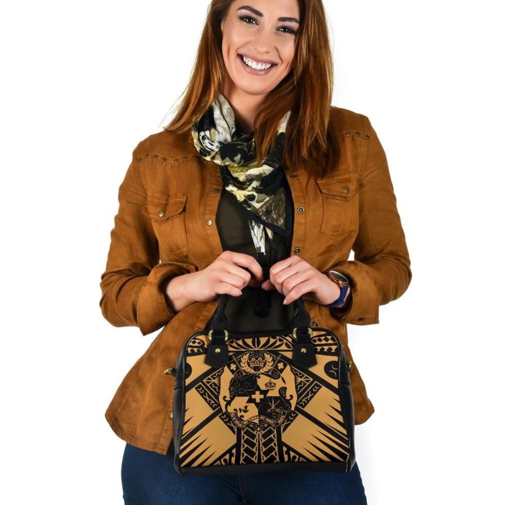 Tonga Polynesian Shoulder Handbag - Tonga Gold Seal Polynesian Tattoo One Size Gold - Polynesian Pride