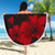 Hawaii Hibiscus Black And Red Beach Blanket - Polynesian Pride