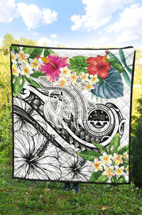 FSM Polynesian Premium Quilt - Summer Plumeria (White) - Polynesian Pride