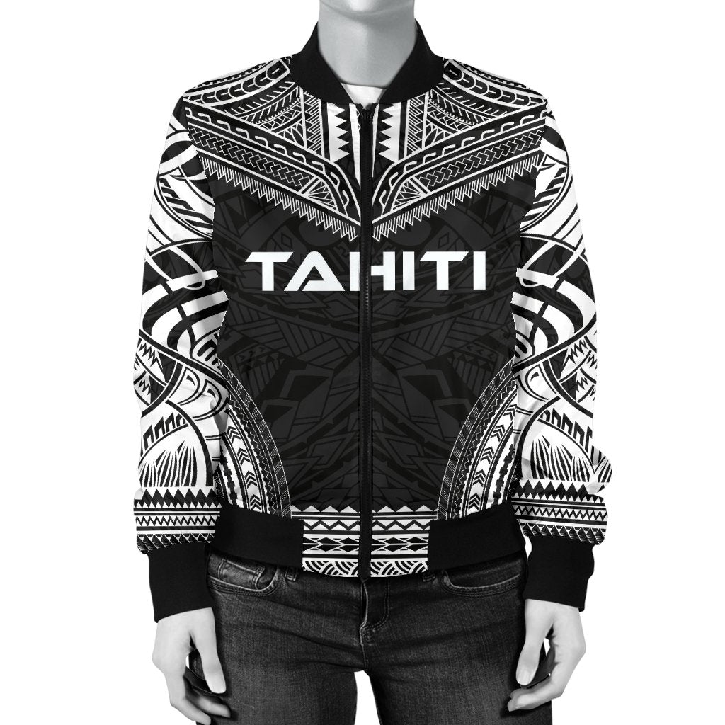 Tahiti Polynesian Chief Women'S Bomber Jacket - Black Version - Polynesian Pride
