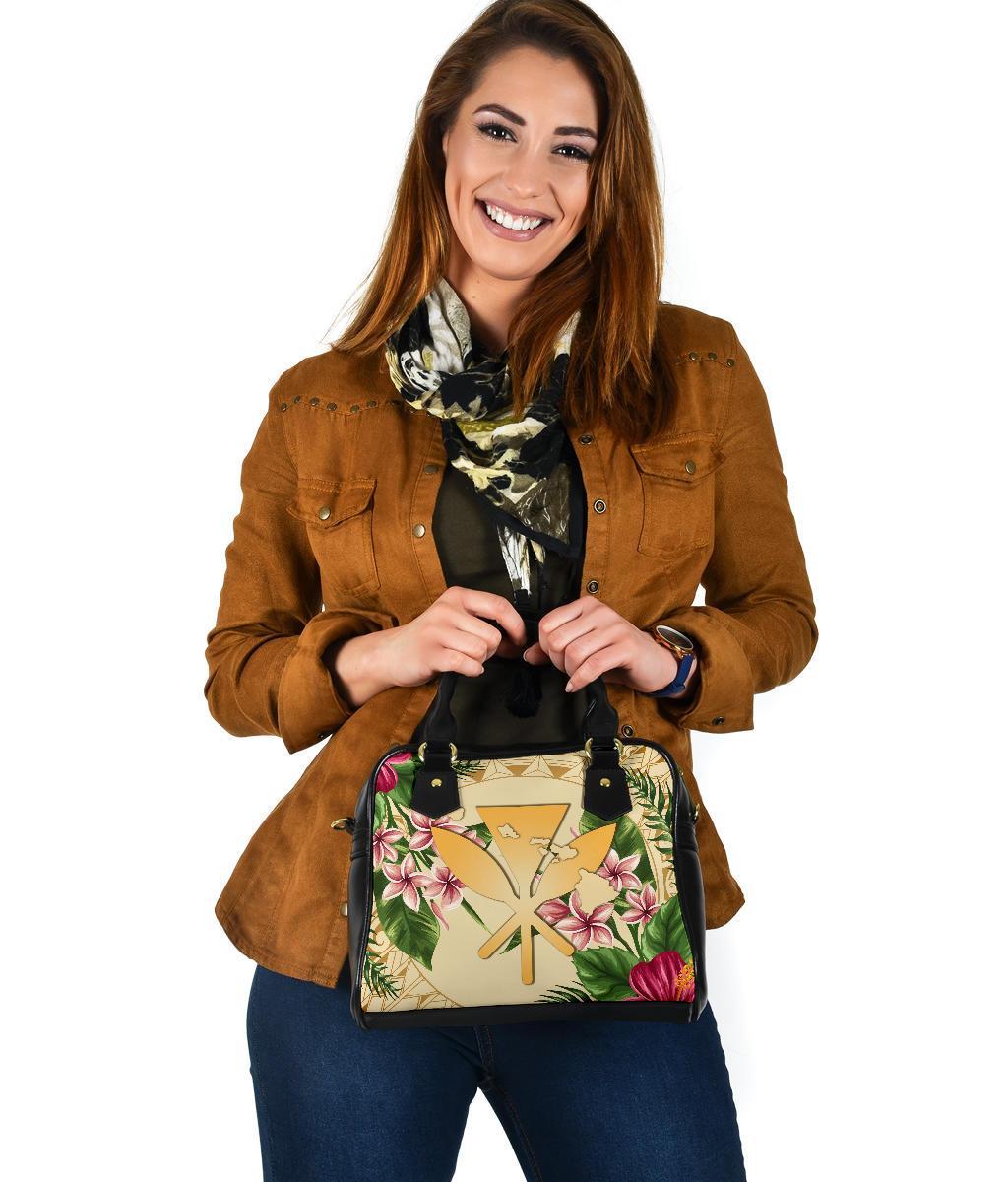 hawaiiShoulder Handbag - Kanaka Maoli Shoulder Handbag Strong Pattern Hibiscus Plumeria AH - Polynesian Pride