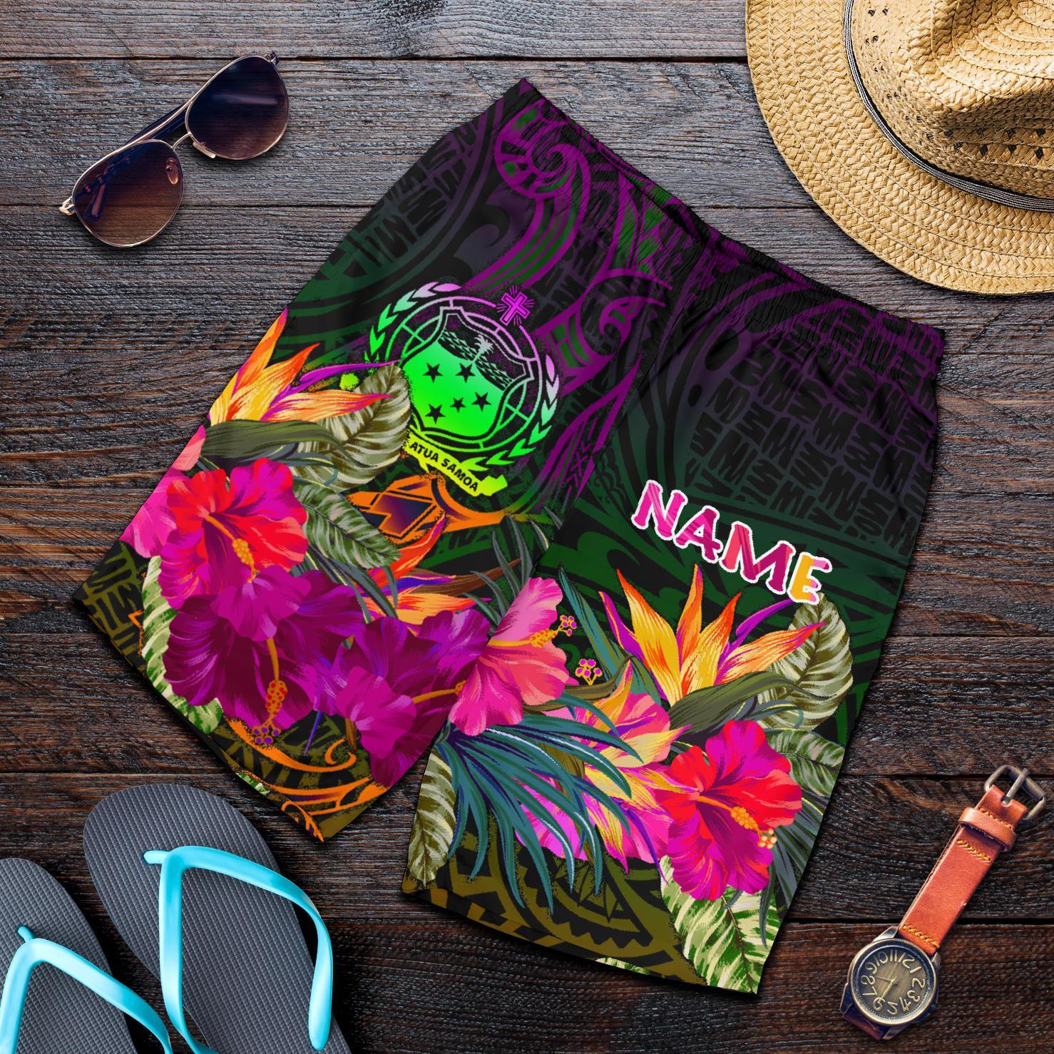 Samoa Personalised Men's Shorts - Summer Hibiscus Reggae - Polynesian Pride