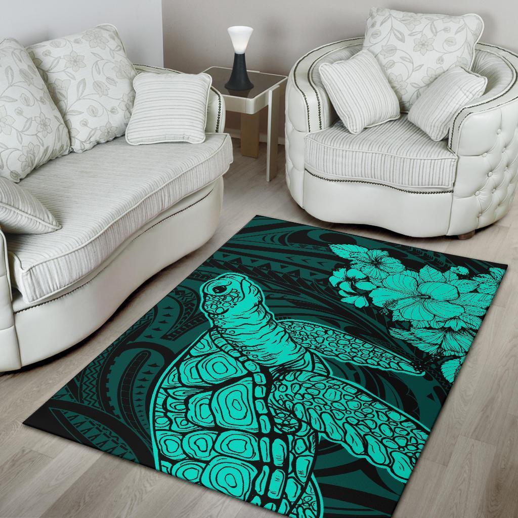 Hawaiian Hibiscus Memory Polynesian Turtle Area Rug AH - Polynesian Pride
