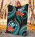 Polynesian Hawaii Premium Blanket - Turquoise Plumeria - Polynesian Pride