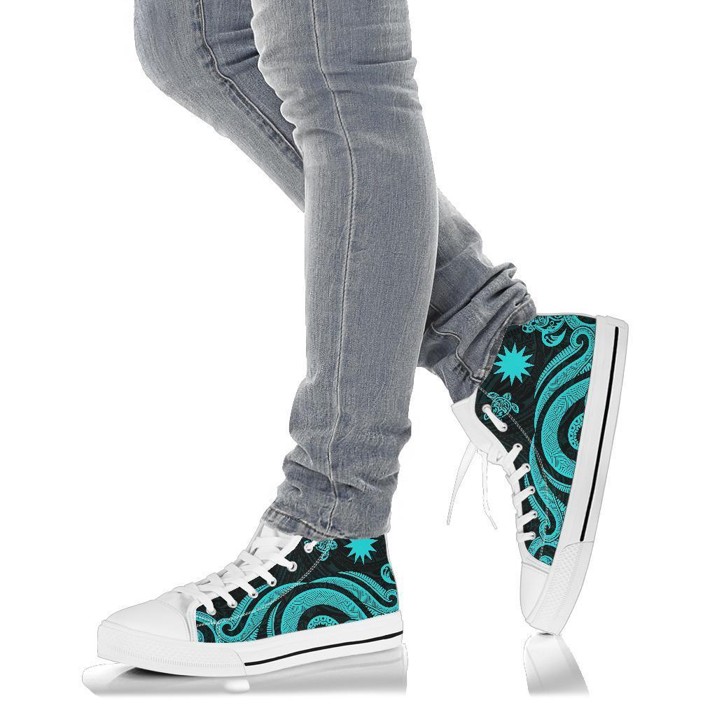 Nauru High Top Canvas Shoes - Turquoise Tentacle Turtle - Polynesian Pride
